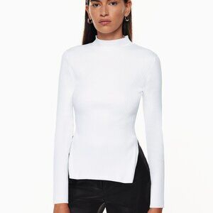 ARITIZIA - Babaton Sculpt Knit Tie-Back mock-neck longsleeve - white - XS